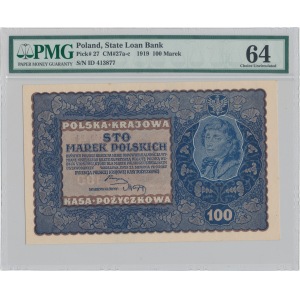 100 mkp 08.1919, Mił.27a - PMG 64