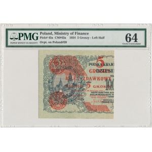 5 groszy 1924 - lewa połowa - PMG 64