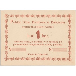 Bukowsko, Polskie Stow. Handlowe 1 kr. (1919,1920)