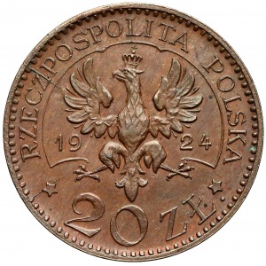 PRÓBA 20 złotych 1924 Monogram, brąz