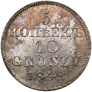 PRÓBA 5 kopiejek = 10 groszy 1842 MW, Warszawa - rzadkość