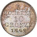 PRÓBA 5 kopiejek = 10 groszy 1842 MW, Warszawa - rzadkość