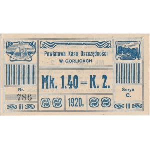 Gorlice, Powiatowa Kasa Oszczędności 1,40 mk = 2 kr. 1920