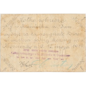 Krościenko n. Dunajcem, Kółko Rolnicze 1 kr. 1919