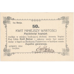 Łowicz, Emil Balcer 50 kop. 1914