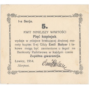 Łowicz, Emil Balcer 5 kop. 1914