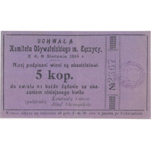 Łęczyca, Komitet Obywatelski 5 kop. 1914 - papier kartonowy