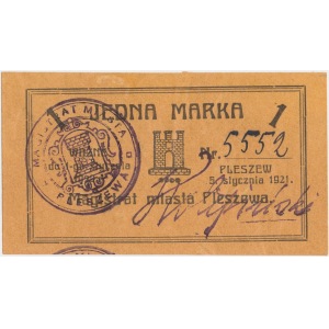 Pleszew, Magistrat 1 mk 1921 - błędna data - rzadki w takim stanie