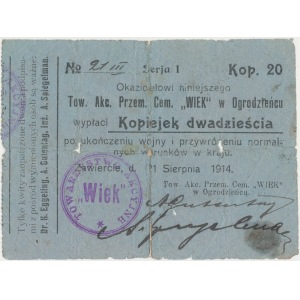 Zawiercie, T-wo Przem. Cem. WIEK w Ogrodzieńcu 20 kop. 1914