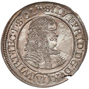 Sylwiusz Fryderyk, 6 krajcarów Oleśnica 1674 SP - piękne