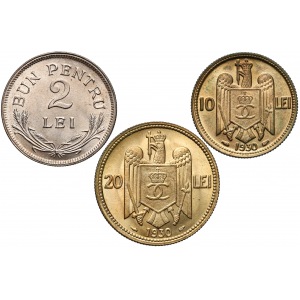 Romania, 2, 10 and 20 lei 1924-1930 lot 3 pcs.