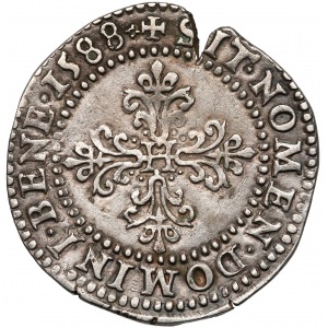 Henryk Walezy, 1/2 franka Poitiers 1588 - litera G