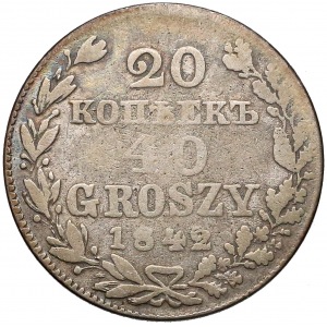20 kopiejek = 40 groszy 1842 MW, Warszawa
