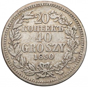 20 kopiejek = 40 groszy 1850 MW, Warszawa - podwójne wiązanie