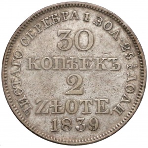 30 kopiejek = 2 złote 1839 MW, Warszawa