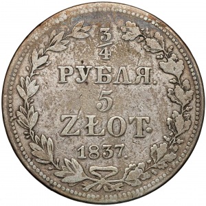 3/4 rubla = 5 złotych 1837 MW, Warszawa