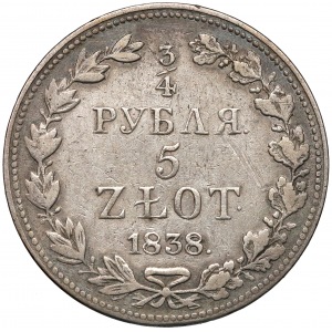 3/4 rubla = 5 złotych 1838 MW, Warszawa