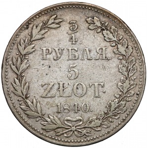 3/4 rubla = 5 złotych 1840 MW, Warszawa