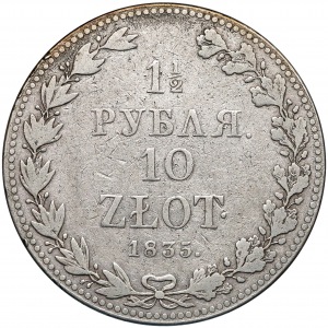 1-1/2 rubla = 10 złotych 1835 MW, Warszawa - rzadkie