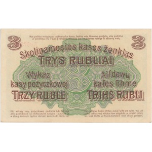 Poznań 3 ruble 1916 - R - klauzula ''...nabywa'' 