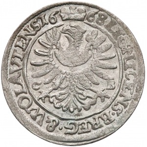 Chrystian wołowski, 3 krajcary Brzeg 1668 CB - WOLAVIENS