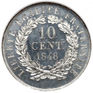 France, ESSAI 10 centimes 1848 - NGC MS64