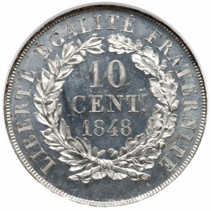 Francja, ESSAI 10 centimes 1848 - NGC MS64