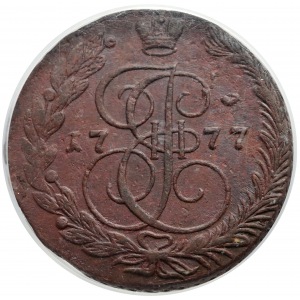 Rosja, Katarzyna II, 5 kopiejek 1777 EM - PCGS AU58