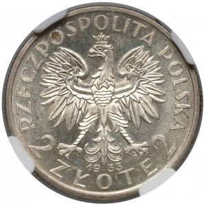 Głowa Kobiety 2 złote 1933 - NGC MS63