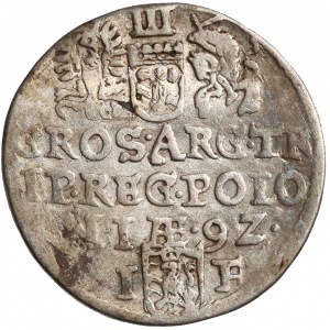 Zygmunt III Waza, Trojak Olkusz 1592 - mała głowa - R...LIT