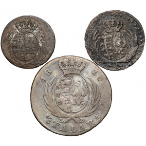 Księstwo Warszawskie, 5, 10 groszy i 1/3 talara 1811-1813 (3szt)