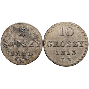 Księstwo Warszawskie, 5 groszy 1811 i 10 groszy 1813 (2szt)