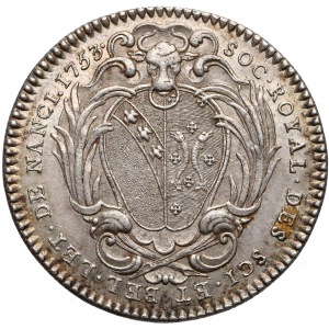 Stanisław Leszczyński jako książe Lotaryngii, Żeton na pamiątkę założenia Towarzystwa Naukowego 1753