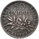 France, 50 centimes 1897 - flan matte