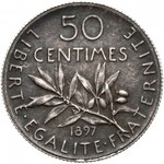 Francja, 50 centimes 1897 - flan matte