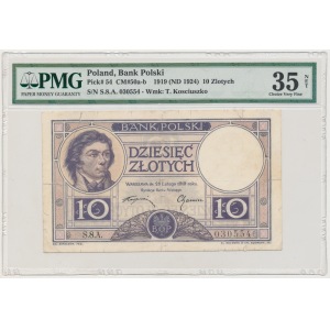 10 złotych 1919 S.8.A. - brązowa klauzula - seria pojedyncza - RZADKOŚĆ