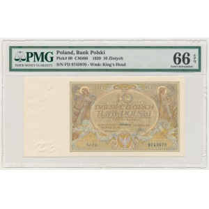 10 złotych 1929 - Ser.FD. - PMG 66 EPQ