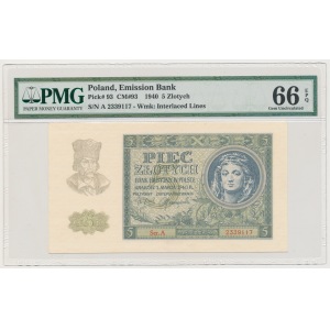 5 złotych 1940 - A - PMG 66 EPQ