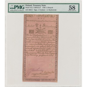 5 złotych 1794 - N.C.1 - herbowy znak wodny - PMG 58
