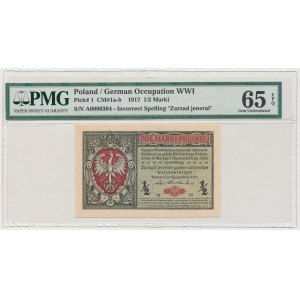 1/2 mkp 1916 jenerał - A 0006304 - ciemny numerator - PMG 65 EPQ