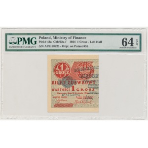 1 grosz 1924 - AP - lewa połowa - PMG 64 EPQ