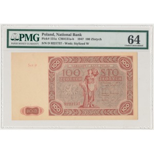 100 złotych 1947 - Ser.D - PMG 64