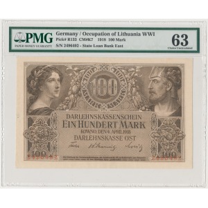 Kowno 100 marek 1918 - PMG 63