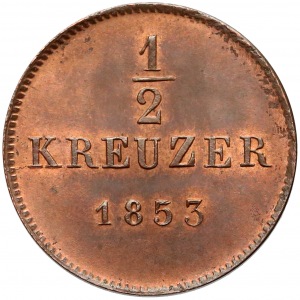 Germany, Württemberg, 1/2 kreuzer 1853