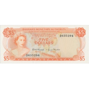 Bahamy, 5 dollars 1968