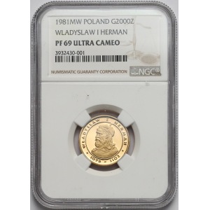 2.000 złotych 1981 Władysław I Herman - NGC PF69 UC