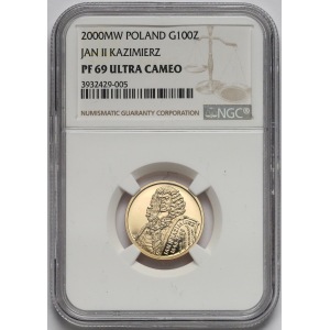 100 złotych 2000 Jan II Kazimierz - NGC PF69 UC