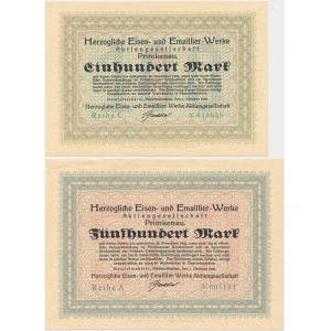 Przemków (Primkenau), 100 i 500 mk 1922 zestaw (2szt)