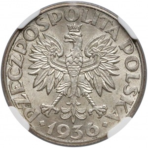 Żaglowiec 2 złote 1936 - NGC MS63