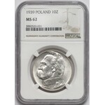 Piłsudski 10 złotych 1939 - NGC MS62